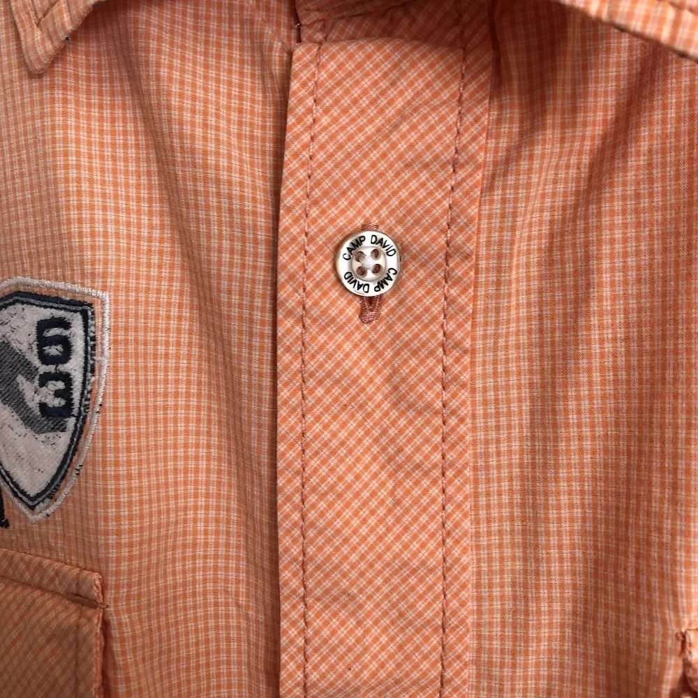 Camp David Muscle fit button down pin stripe orange shirt size small - Picture 6 of 7